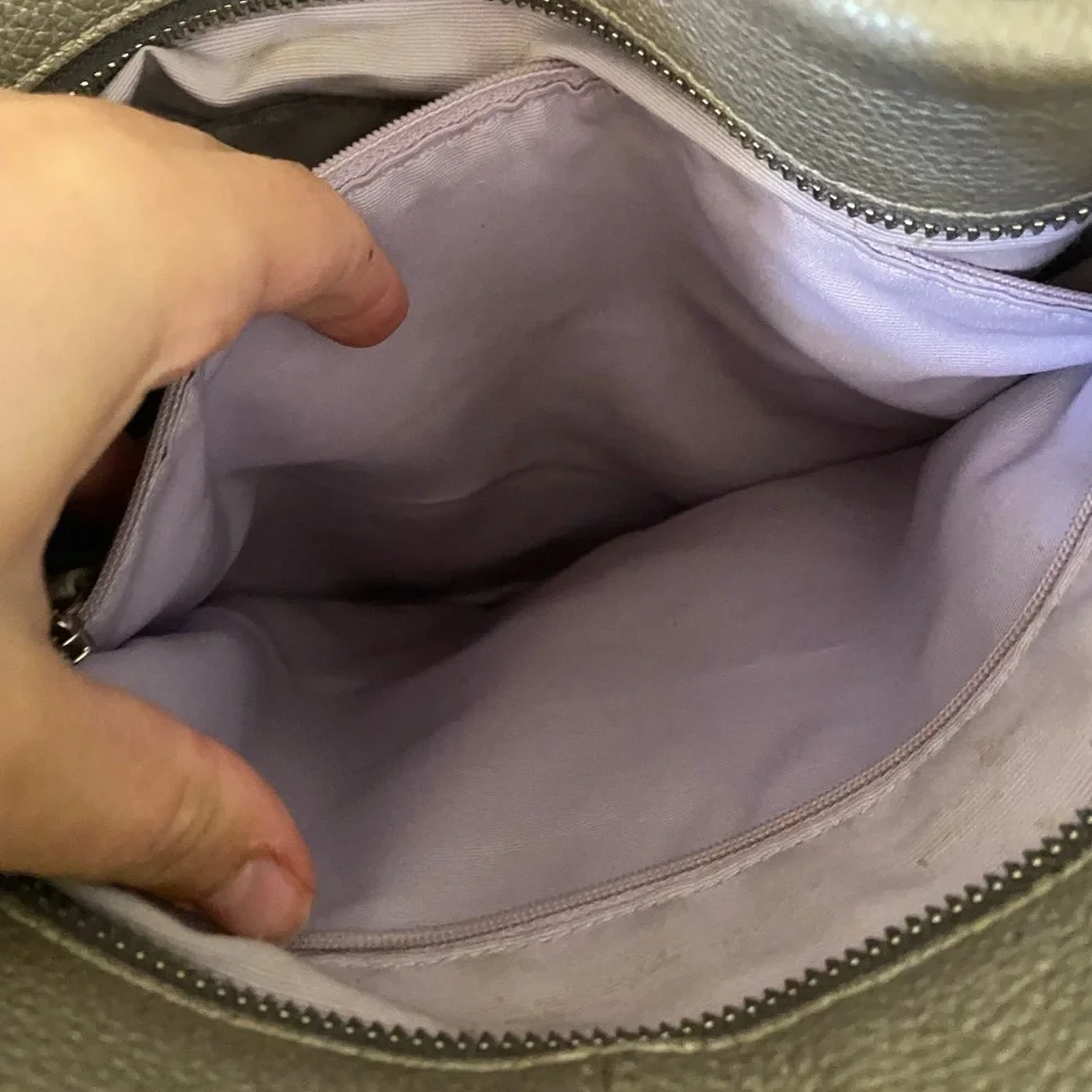 COACH HOBO METALLIC SILVER PEBBLED LEATHER SHOULDER BAG